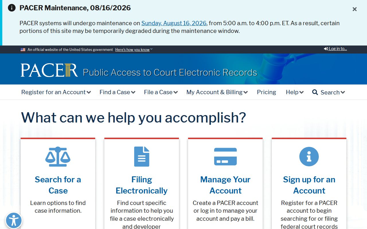 Pennsylvania court dockets federal PACER access