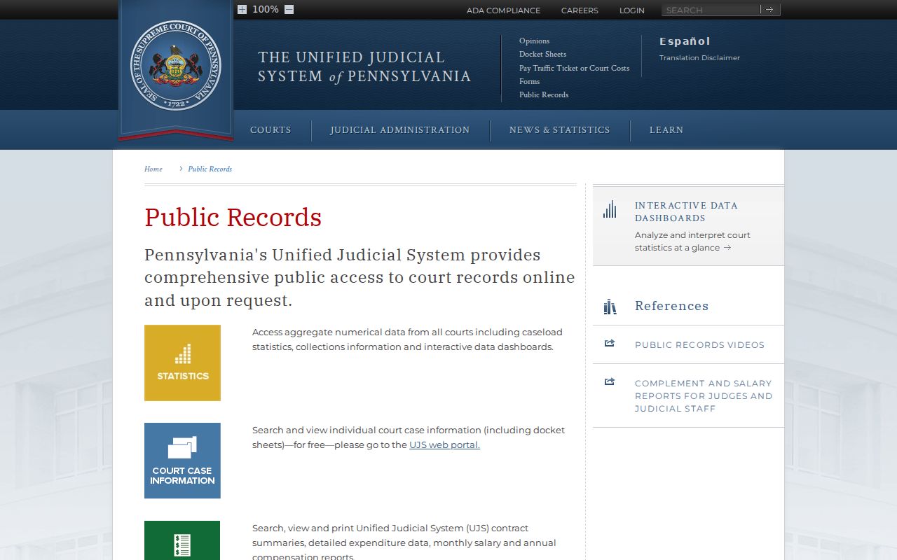 Pennsylvania court records public records gateway