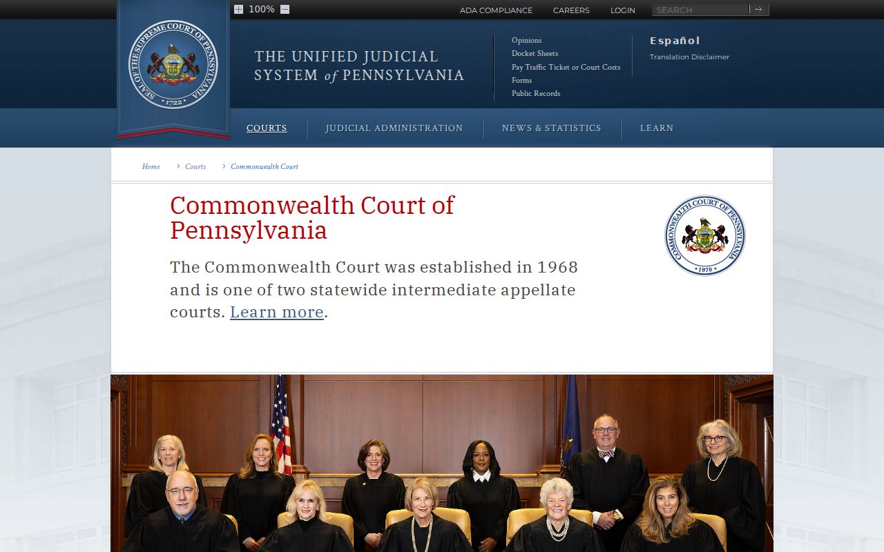Pennsylvania court system Commonwealth Court resource