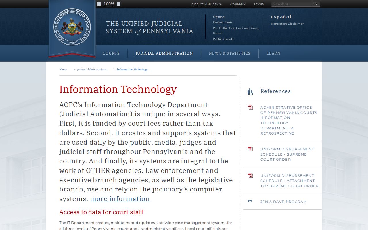 Pennsylvania criminal court records judicial automation systems