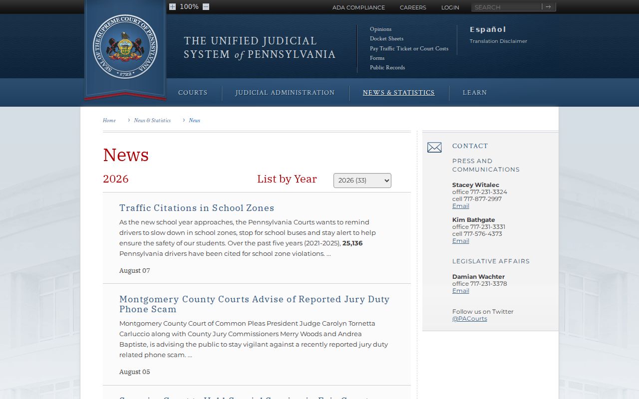 Pennsylvania court records news and access developments