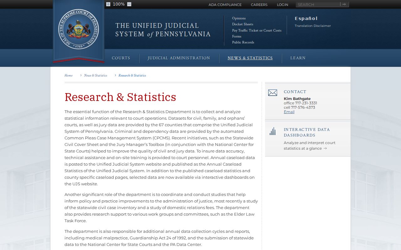 Pennsylvania court records research and statewide statistics