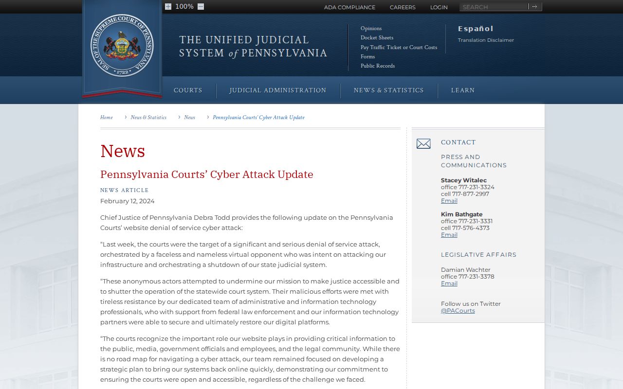 Pennsylvania warrant records online court service update